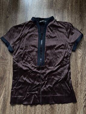 Burberry Brown Half Zip Top